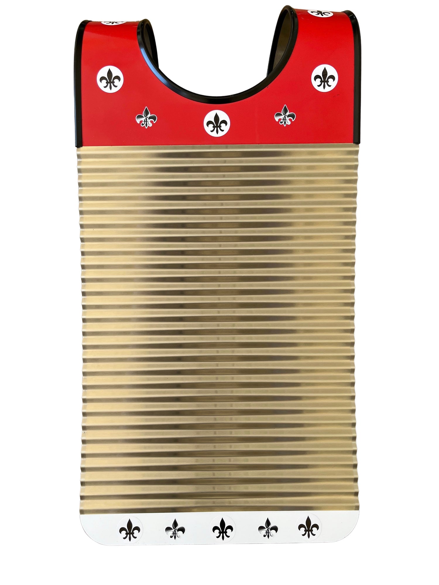 Front View Red and White Zydeco Washboard