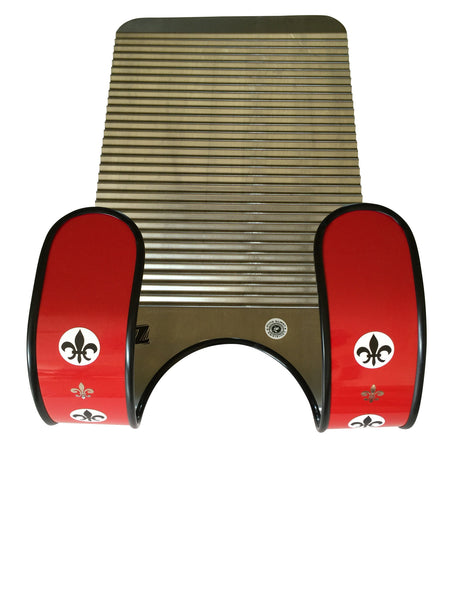Red & White Fleur De Lis Zydeco Washboard Percussion Instrument Washboard