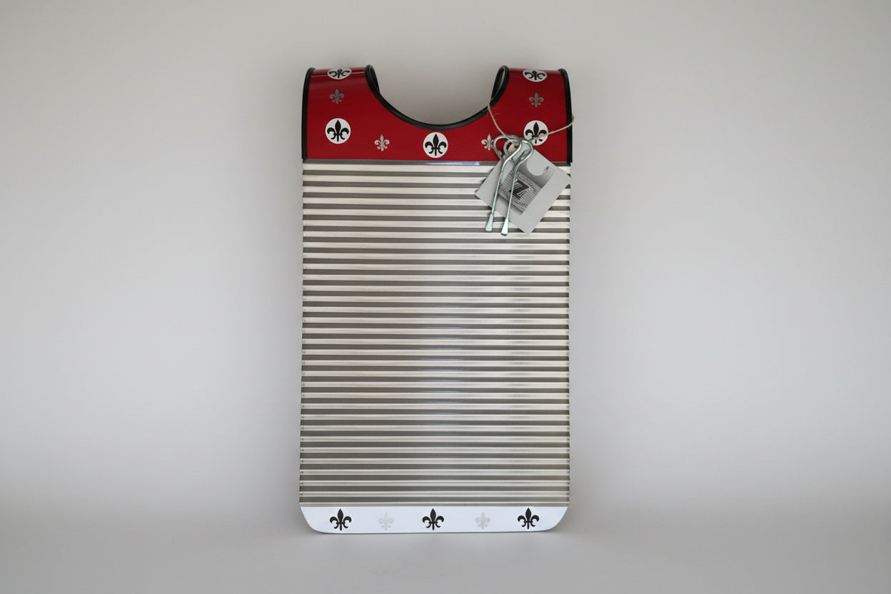 Handmade Red & White Fleur De Lis Zydeco Washboard Rubboard