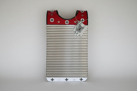 Handmade Red & White Fleur De Lis Zydeco Washboard Rubboard