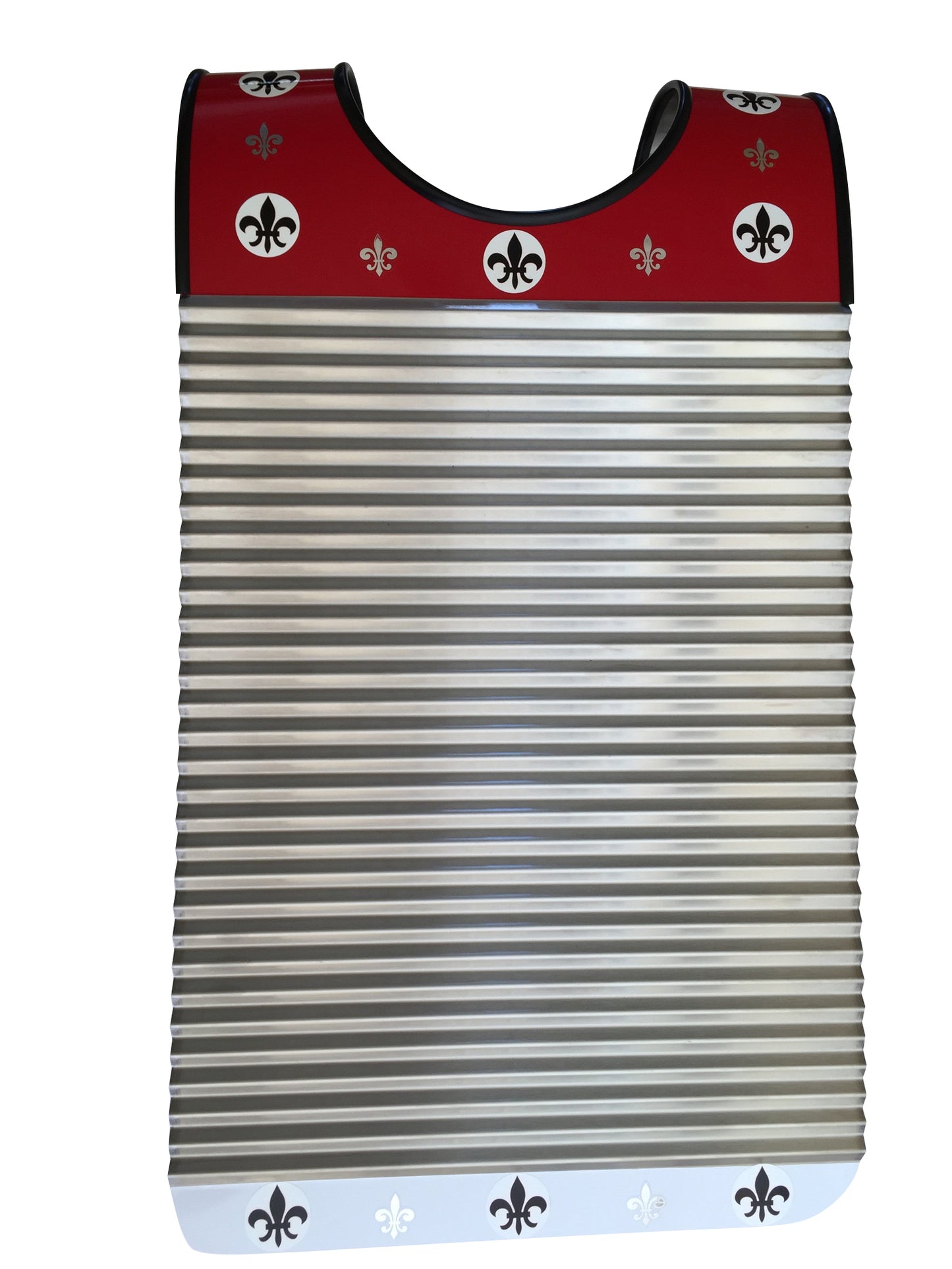 Handmade Red & White Fleur De Lis Zydeco Washboard Rubboard