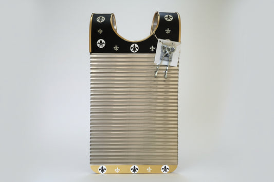 Handmade Black & Gold Fleur De Lis Zydeco Washboard Rubboard