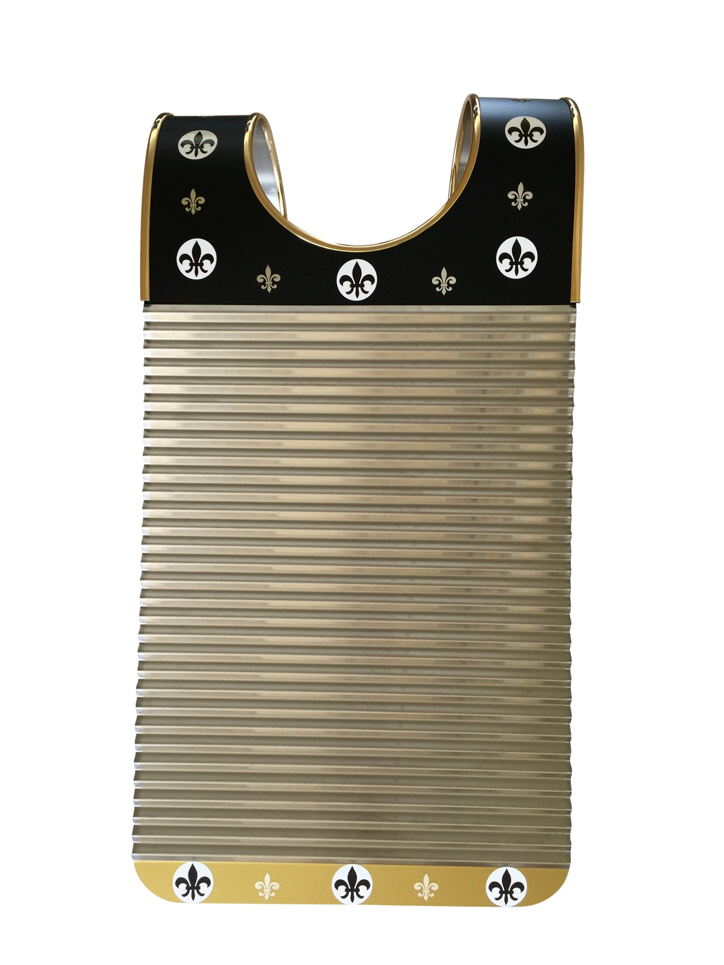 Handmade Black & Gold Fleur De Lis Zydeco Washboard Rubboard