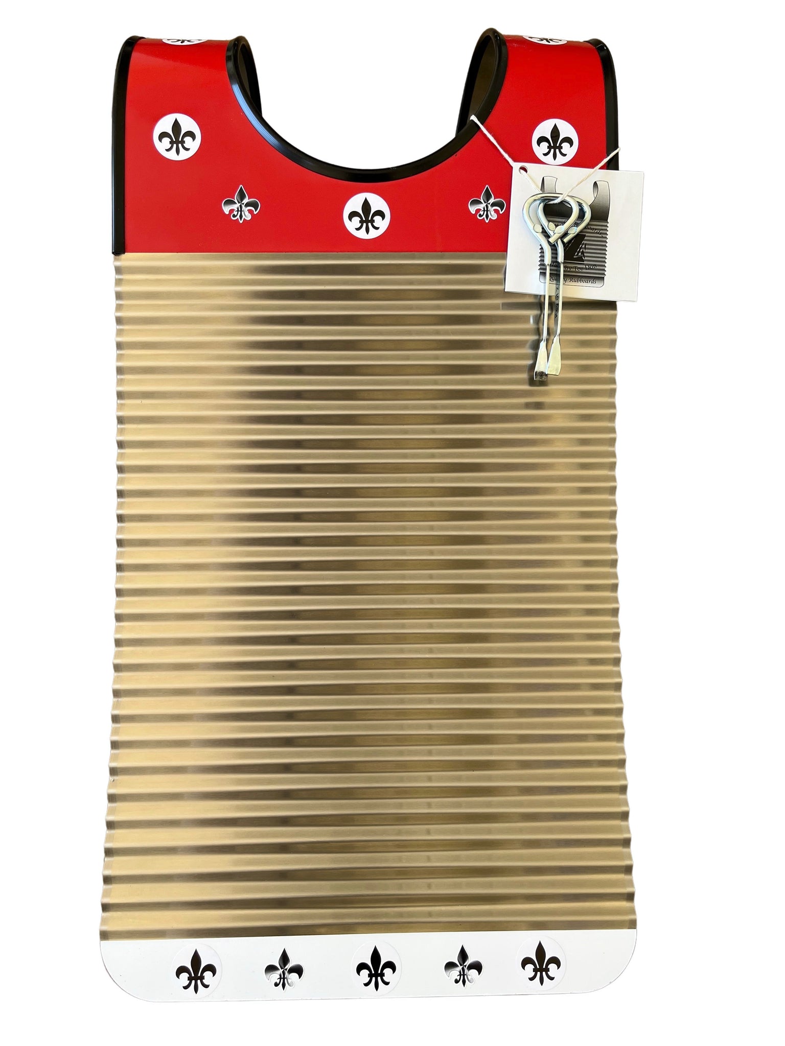 Red & White Fleur De Lis Zydeco Washboard Percussion Instrument Washbo –  Key of Z Rubboards